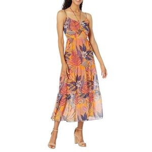 NINE WEST Women's Chiffon Halter Tie Maxi W/Front Cutout Size Small NWT